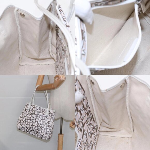 Salvatore Ferragamo Tote Bag Leather White Silver Auth 94246 - Picture 13 of 14